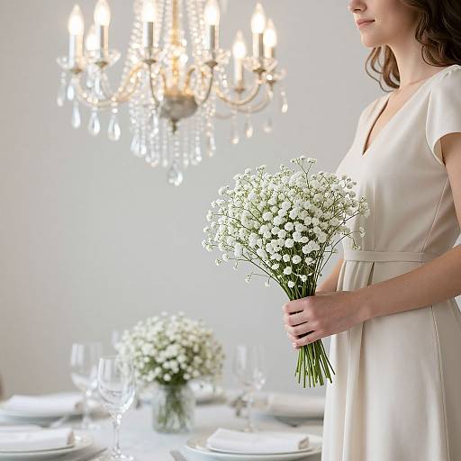 Elegant Table Setting with Glass Chandelier
