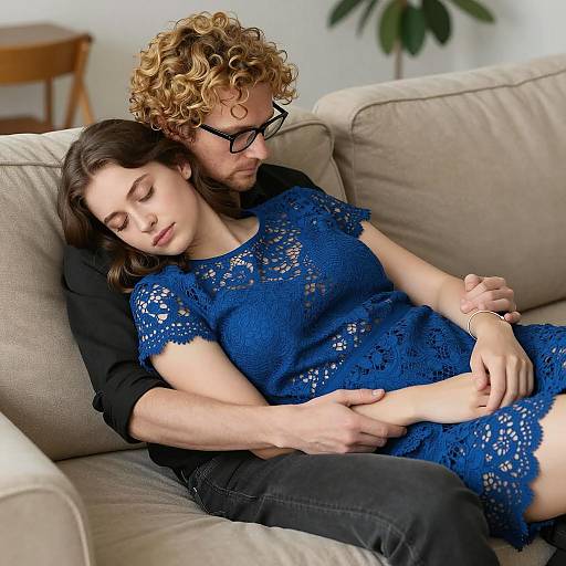 Candid Moment on a Cozy Couch