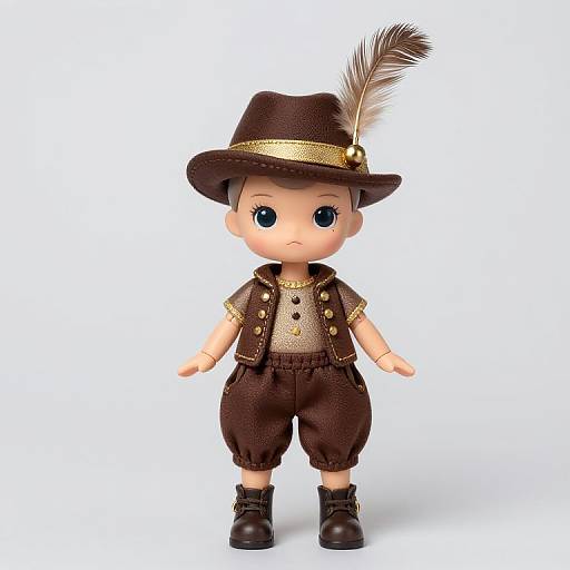 Elegant Doll in Brown and Gold Outfit