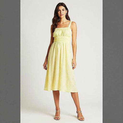 Woman in Yellow Floral Dress