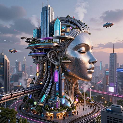 Retro-Futuristic Woman Cityscape
