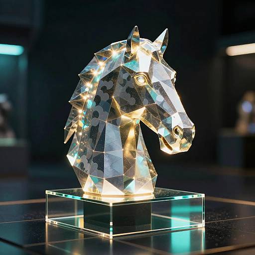Glowing Metallic Geometric Horse Head