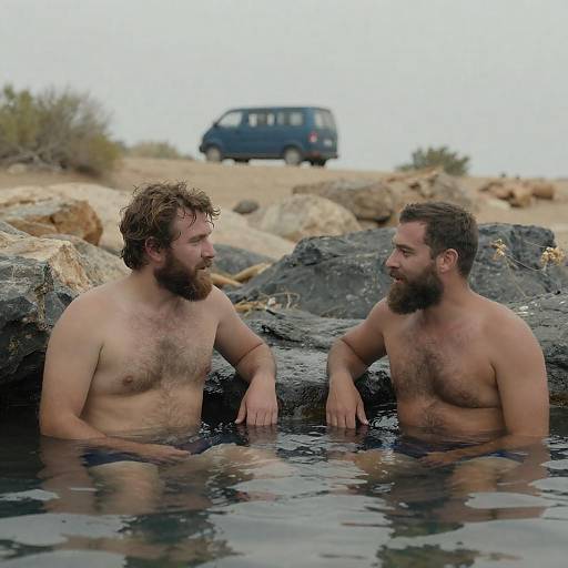 Two Bearded Men in Rocky Pool