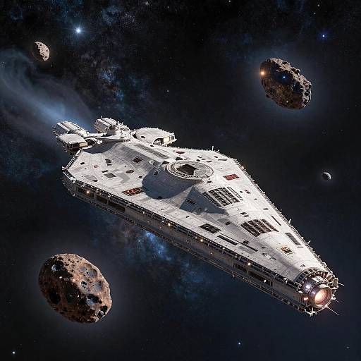 Colossal Starship in Cosmic Panorama