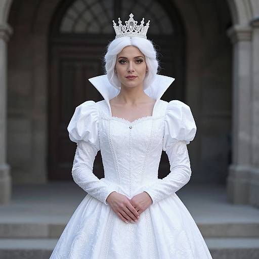 Snow Queen in Elegant White Dress