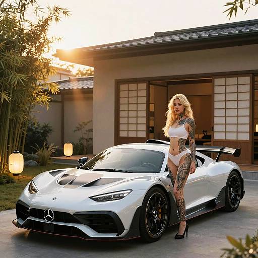 Realistic Blonde Tattoo Girl with AMG ONE