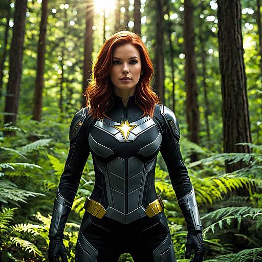Photorealistic Superhero in a Lush Forest
