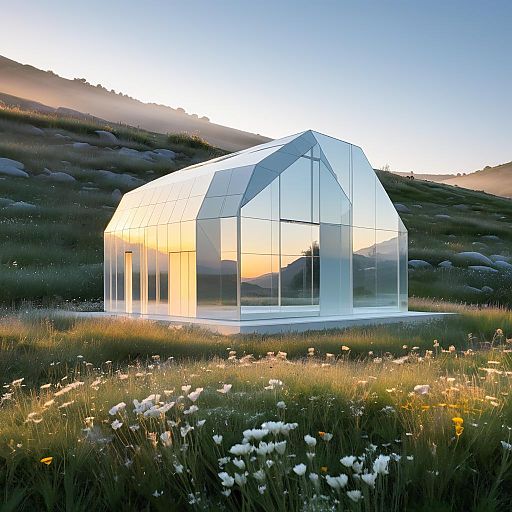 Dawn View of Quartz-Shaped Glass Building Dawn View of Quartz-Shaped Glass Building