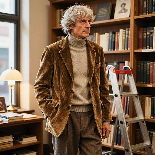 Shaggy Fringe Silver-Haired Bookstore Editorial