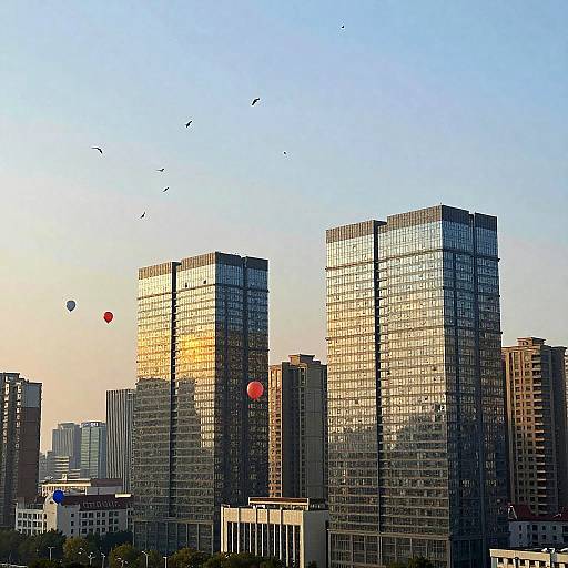 Airy Cityscape with Soaring Birds