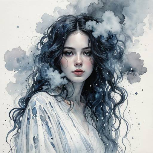 Ethereal Ghost Woman in Watercolor Dreams Ethereal Ghost Woman in Watercolor Dreams