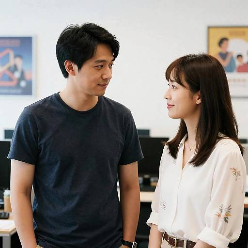 Office Interaction: Smiles in Professional Space