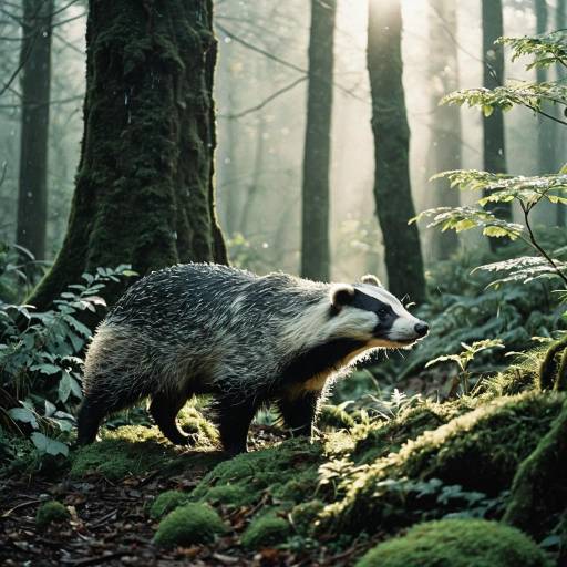 Watchful Badger in Forest
