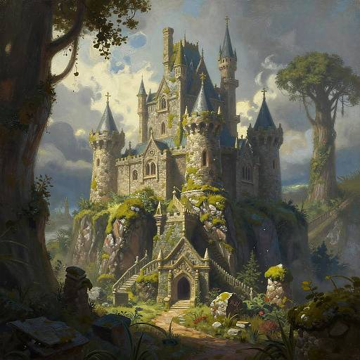 Mystical Castle Amid Stone Formations