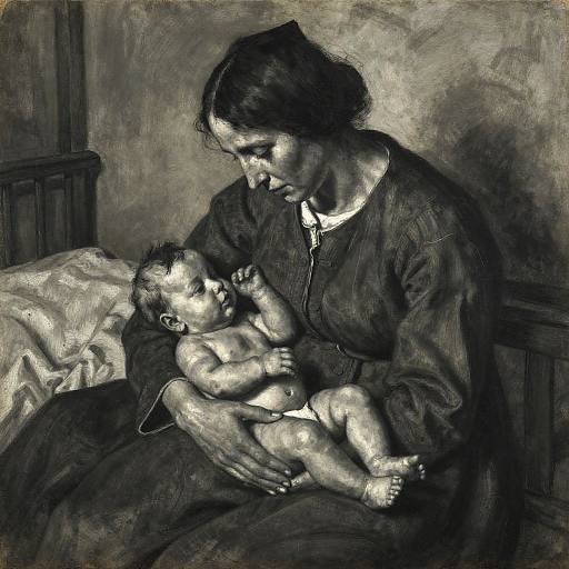 Käthe Kollwitz Style Charcoal Motherhood