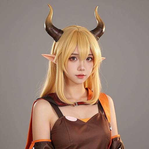 Blonde Girl in Horned Costume