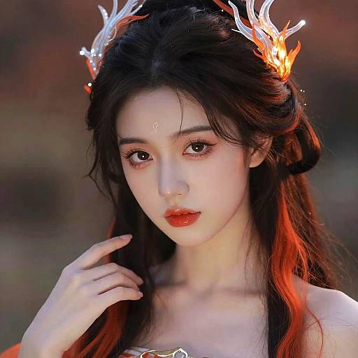 Ethereal Woman with Flame Hair