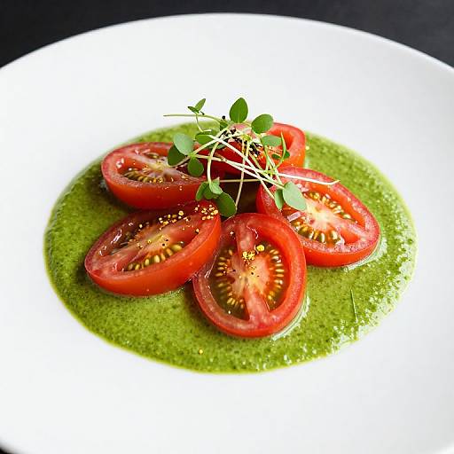 Gourmet Dish with Vibrant Green Sauce