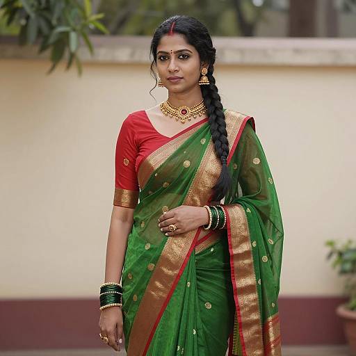 Elegant Indian Woman in Traditional Saree