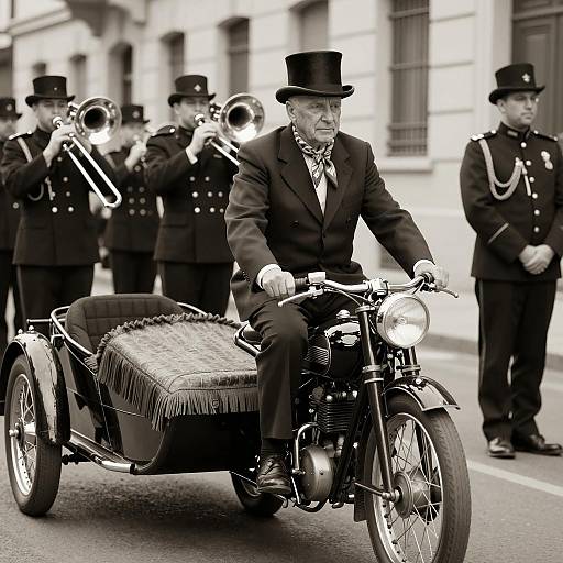 Vintage Motorcycle Ride with Brass Band