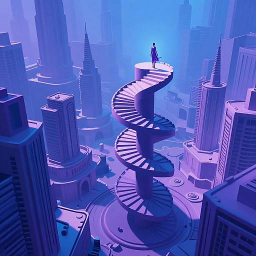 Surreal Twisting Cityscape in Vibrant Hues