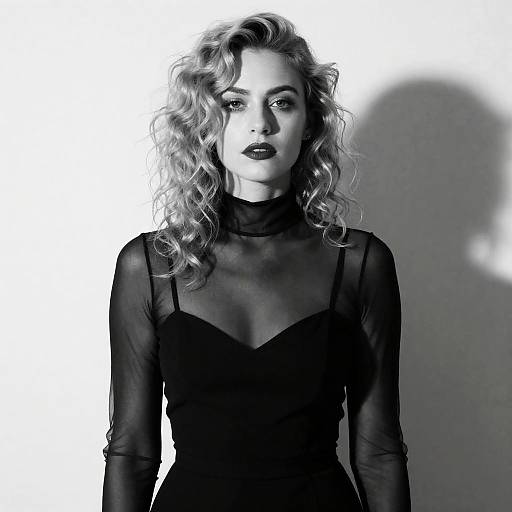 Elegant Woman in Sheer Black Dress