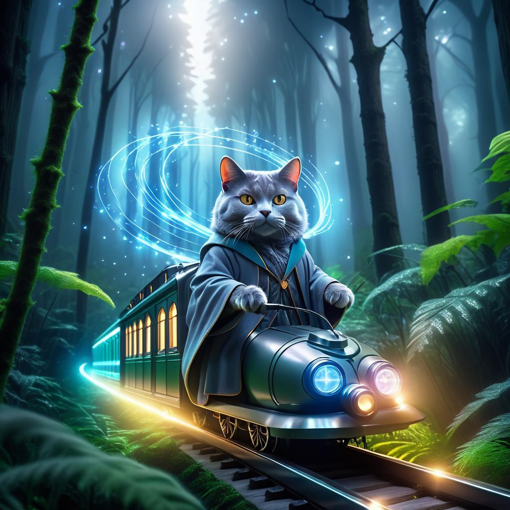 Mystical Train Journey of a Wizard Cat