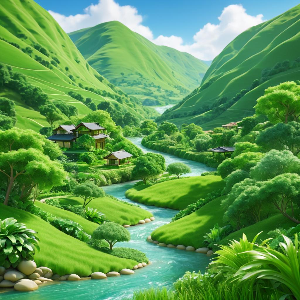 Torterra in a Serene Valley Landscape