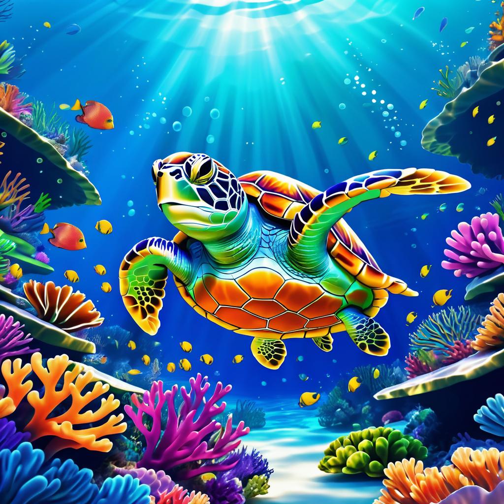 Turtle's Grateful Adventure in Coral Reef