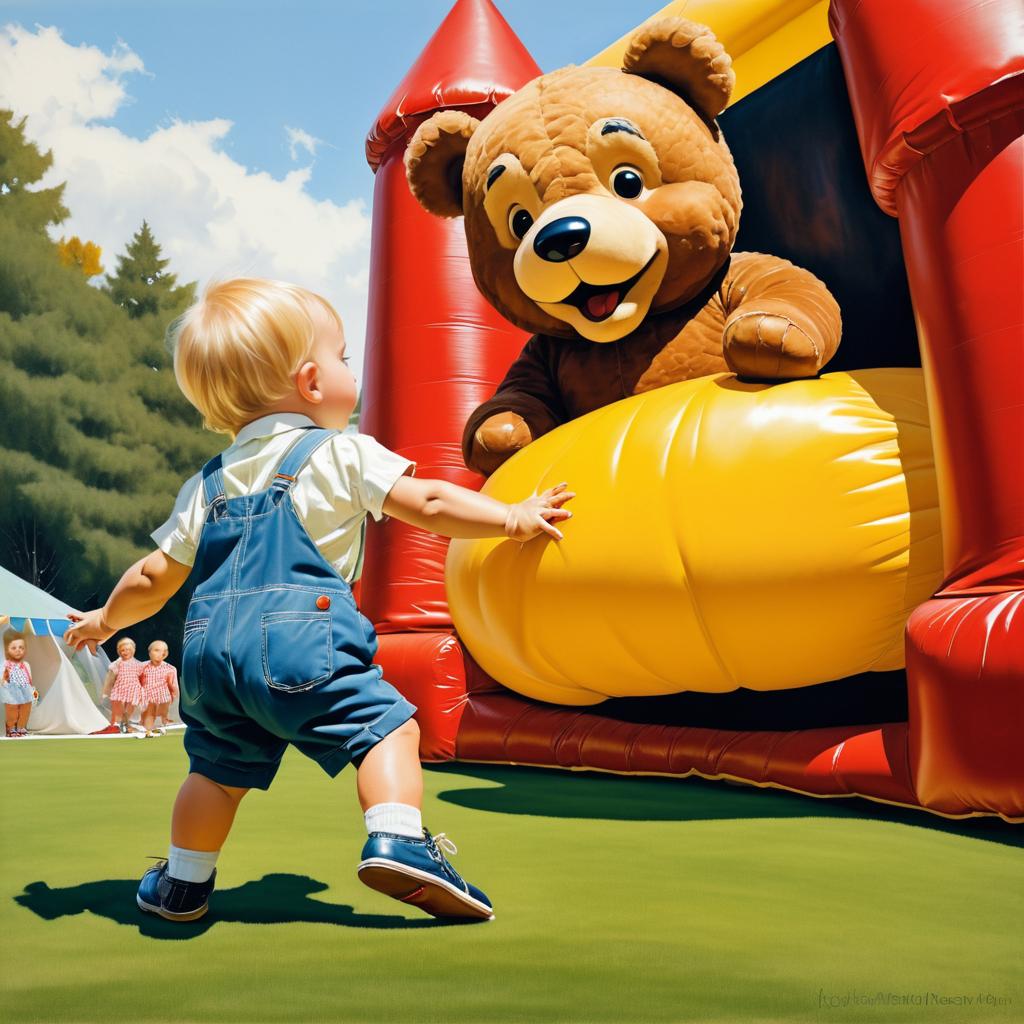 Whimsical Toddler with Giant Teddy Bear