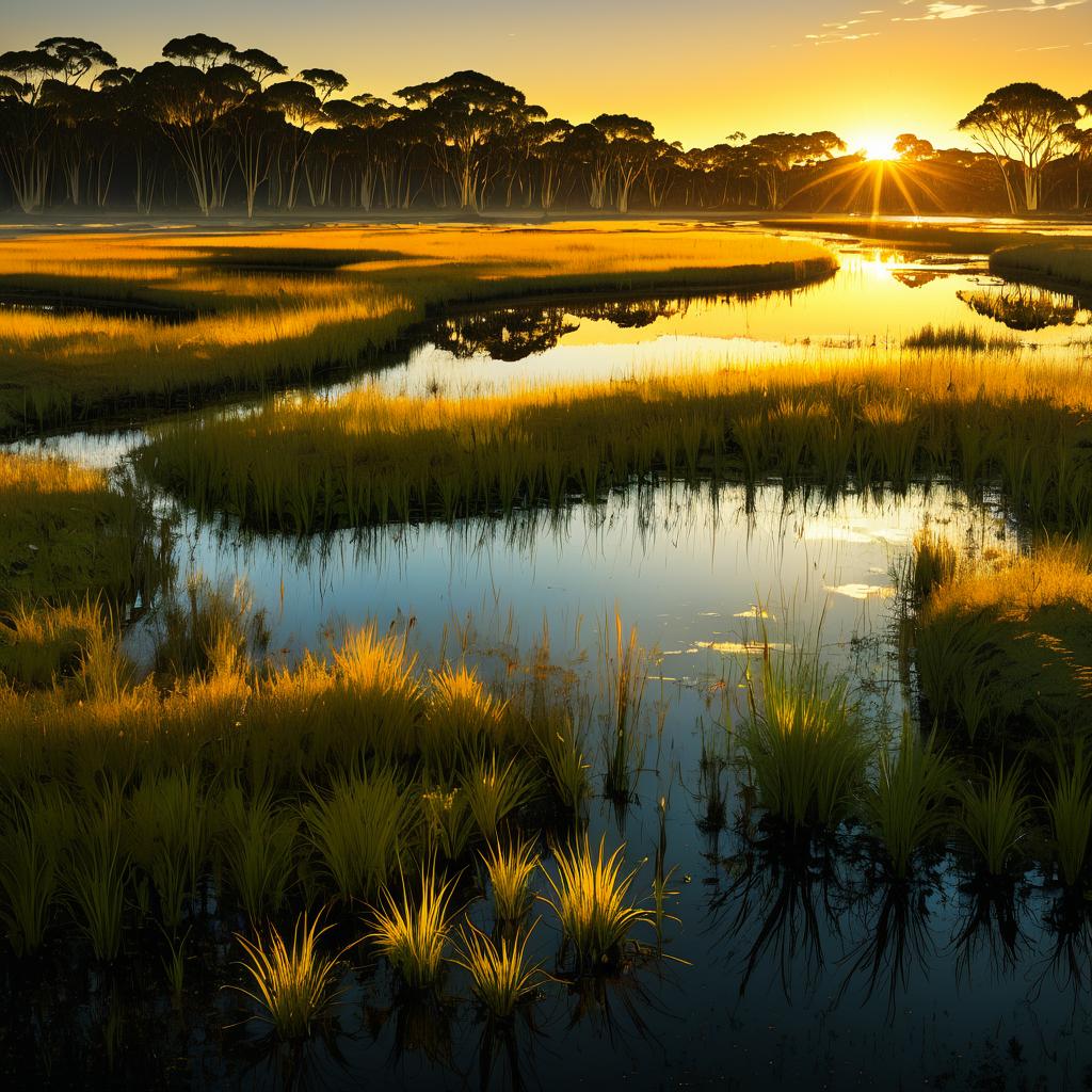 Vibrant Wetlands at Golden Hour