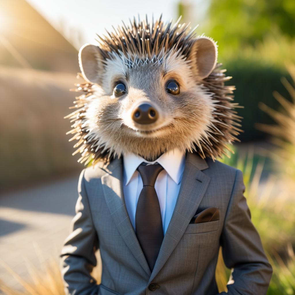 Curious Anthropomorphic Hedgehog Portrait