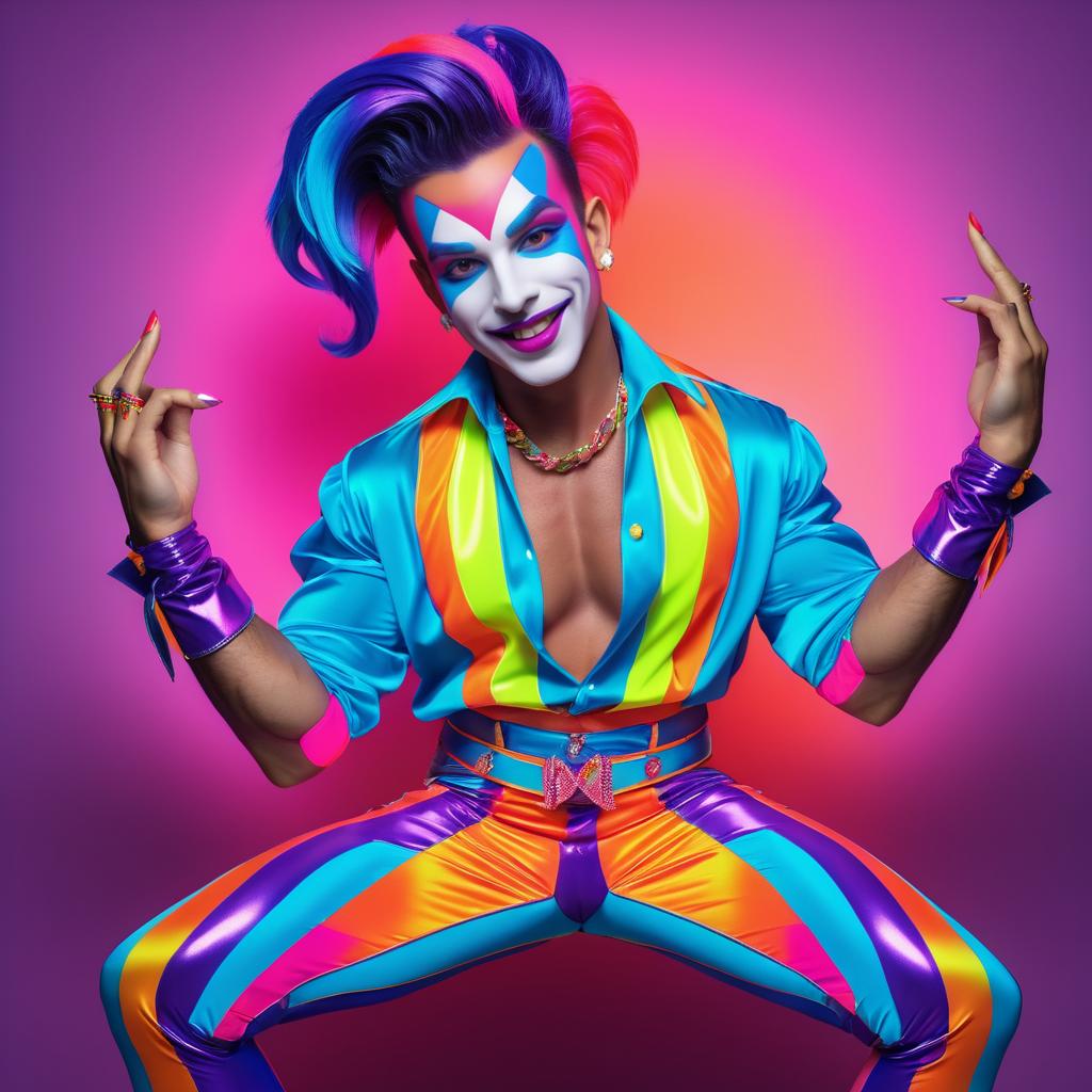 Flamboyant Jester in Vibrant Pop Art