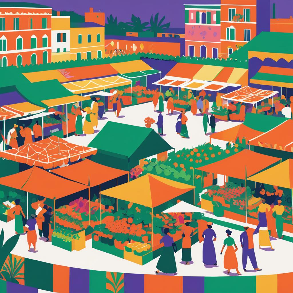 Vibrant Marketplace in Matisse Style