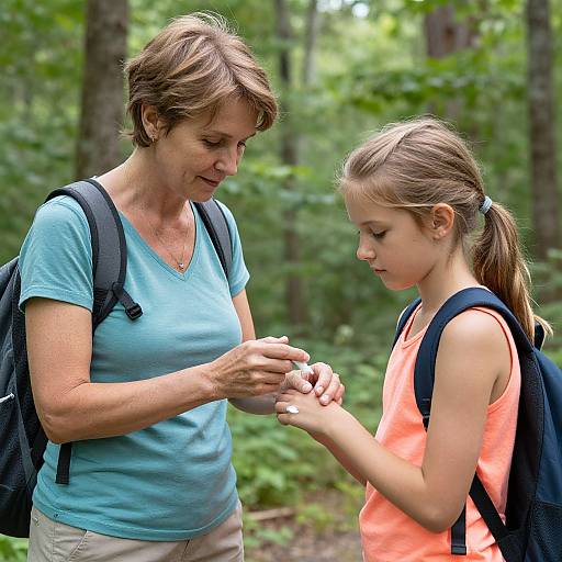 Grandmother Applying Insect Repellent Outdoors