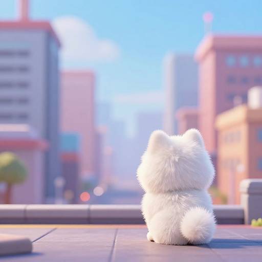 Pomeranian Puppy City View Cartoon