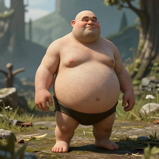 Hyperrealistic Fantasy RPG Fat Bald NPC