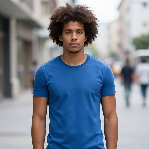 Young Man with Afro in Urban Setting