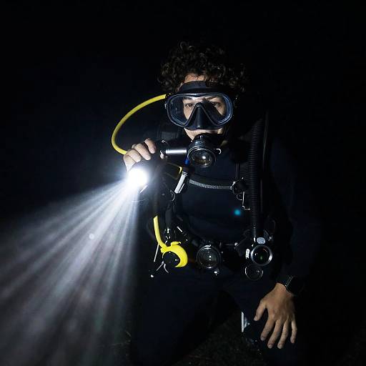 Mystery Diver in Dark Environment