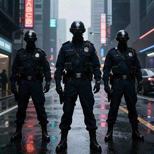 Authoritarian Police in Cyberpunk City