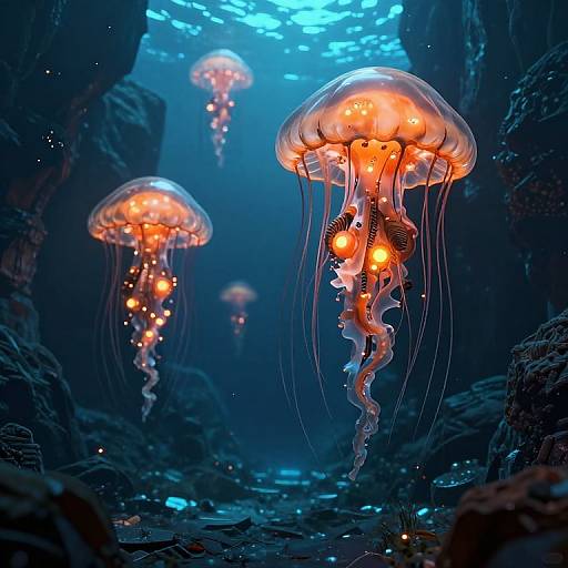 Cyberpunk 3D Mechanical Jellyfish