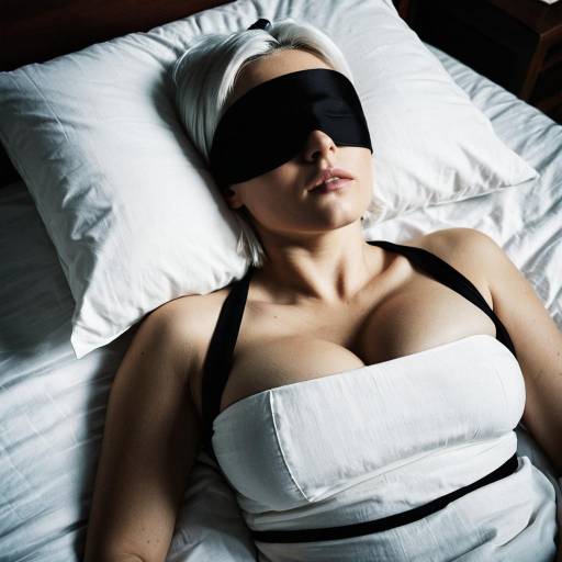 Blonde Woman Sleeping with Black Blindfold