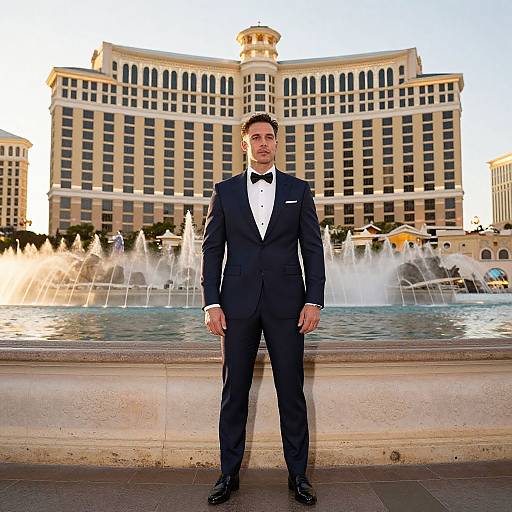 Confident Man at Bellagio Fountains