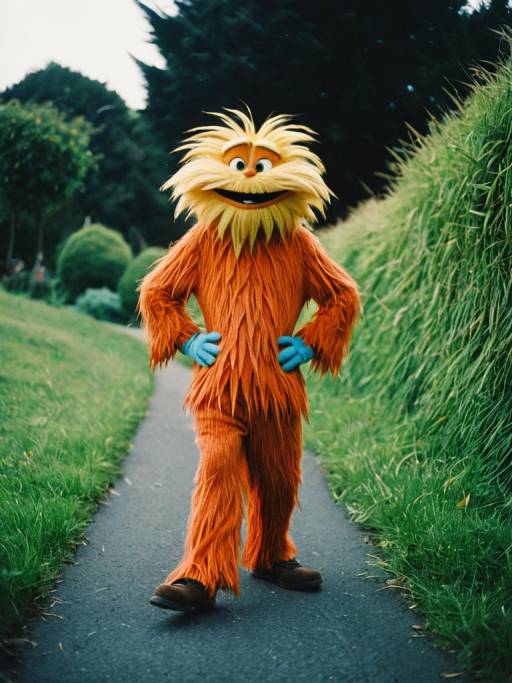 Man in Lorax Costume on Path