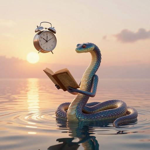 Surreal Serpentine Contemplation Scene