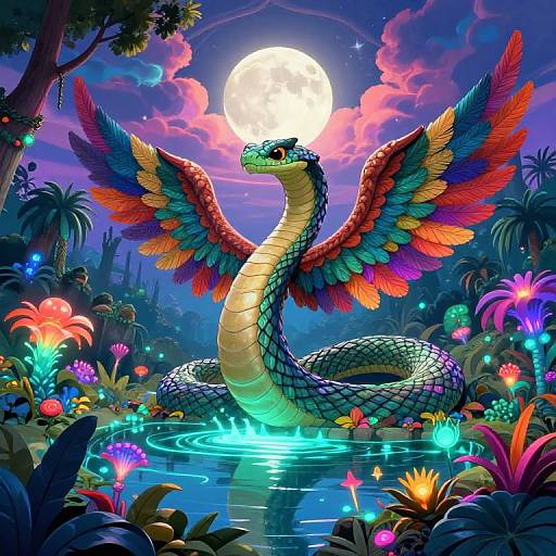 Vibrant Kukulkan in Enchanted Forest