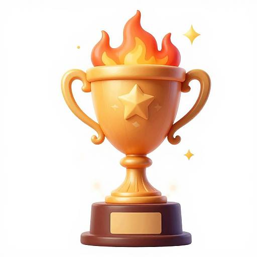 3D Illustrated Flaming Trophy Design