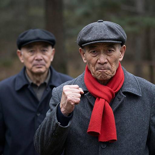 Determined Elderly Man in Forest