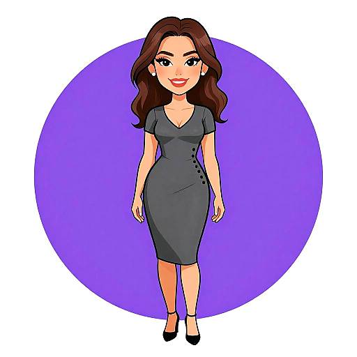 Chic Woman in Charcoal Grey Dress