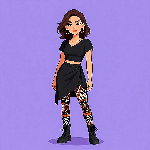 Urban Woman in Tribal Print Outfit